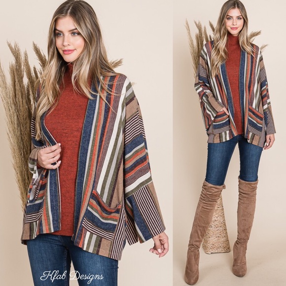 ❤️LAST 1! V Neck/V Back Open Front Drop Shoulder Soft Fabric Pocket Cardigan! - Picture 2 of 8